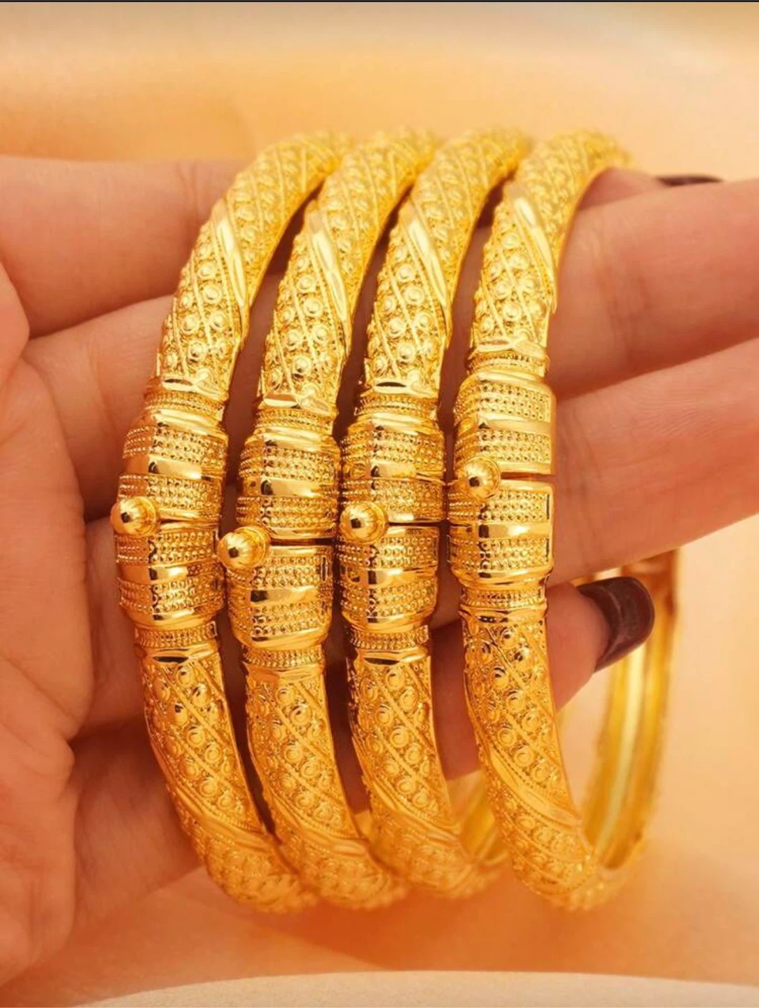 Gold plated Bangle Bracelet Set (Set of 4)