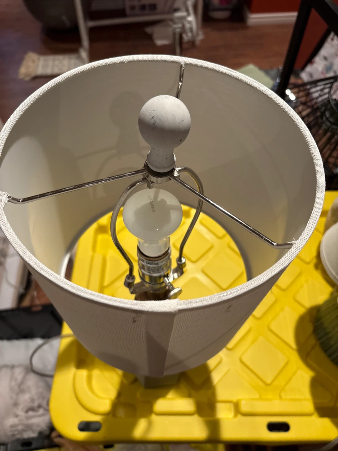 Gray Tapered Table Lamp with White Drum Shade - photo 2