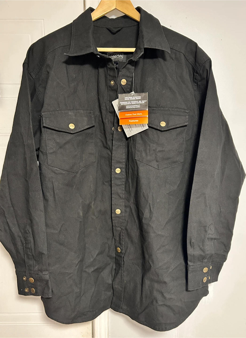 Dakota Black Unlined Stretch Duck Work Shirt - Large