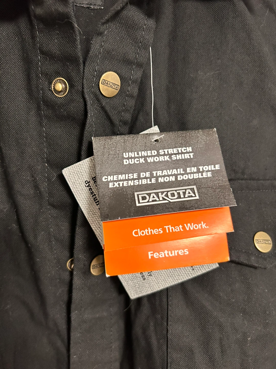 Dakota Black Unlined Stretch Duck Work Shirt - Large - photo 2