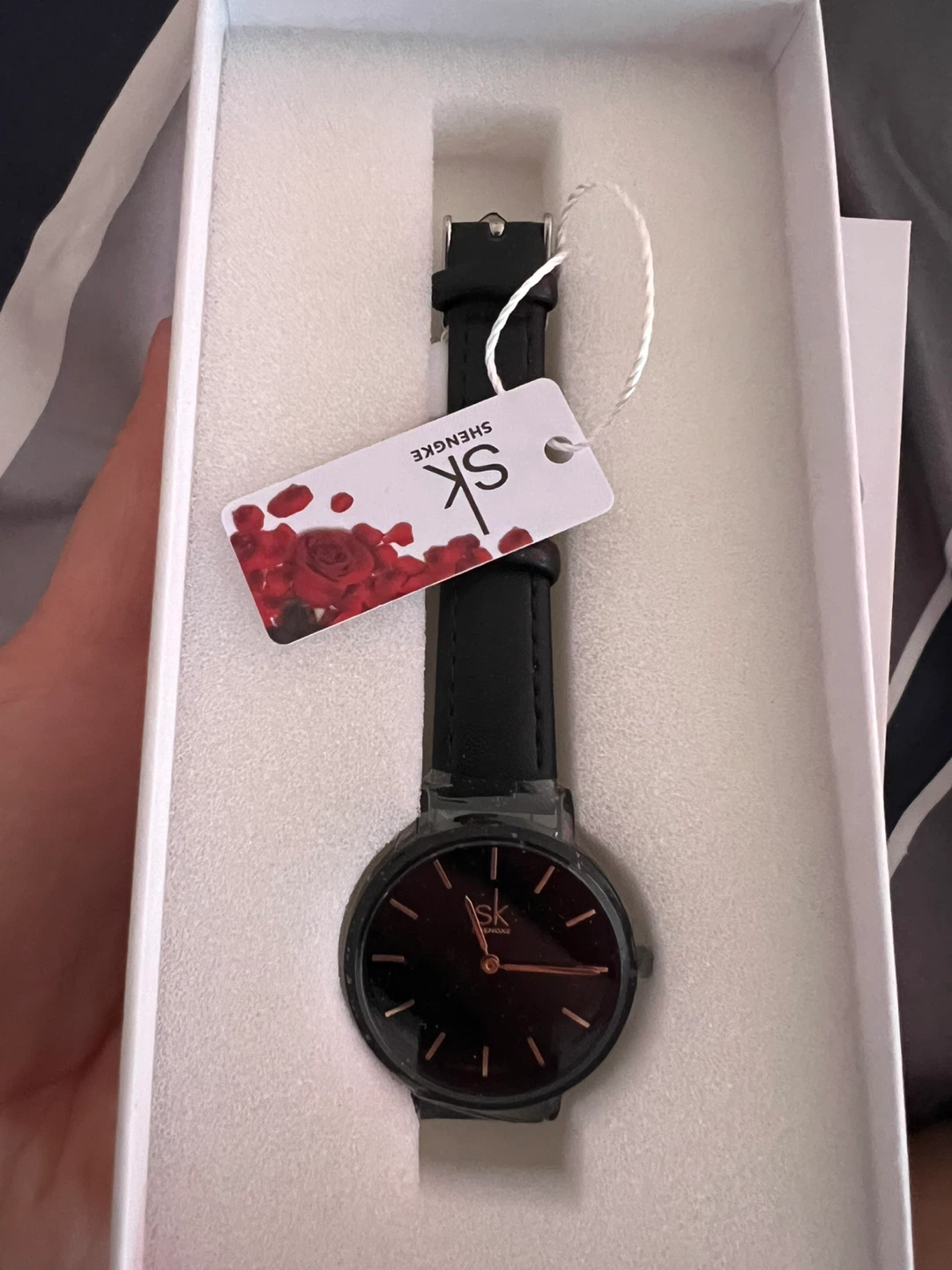 SK SHENGKE Black Leather Strap Women's Watch - photo 2