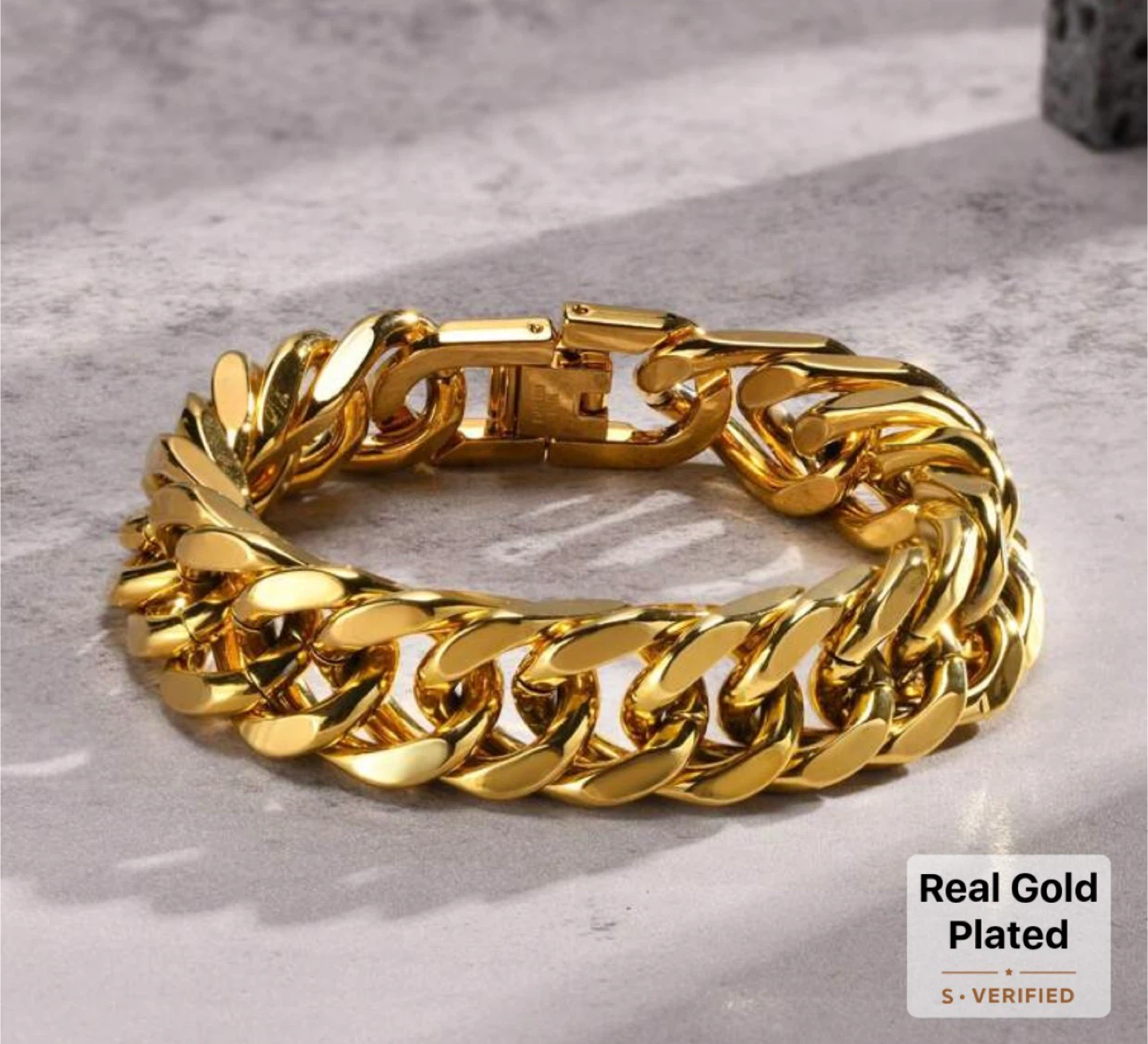 Gold plated- Cuban Link Bracelet non tarnish - photo 3
