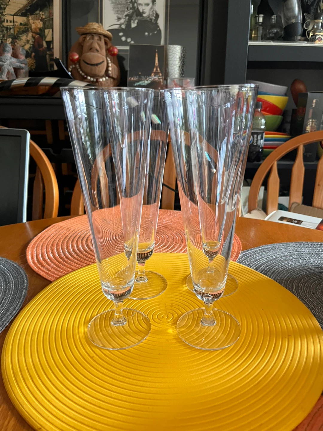 Set of 4 Clear Tall Fluted Glasses