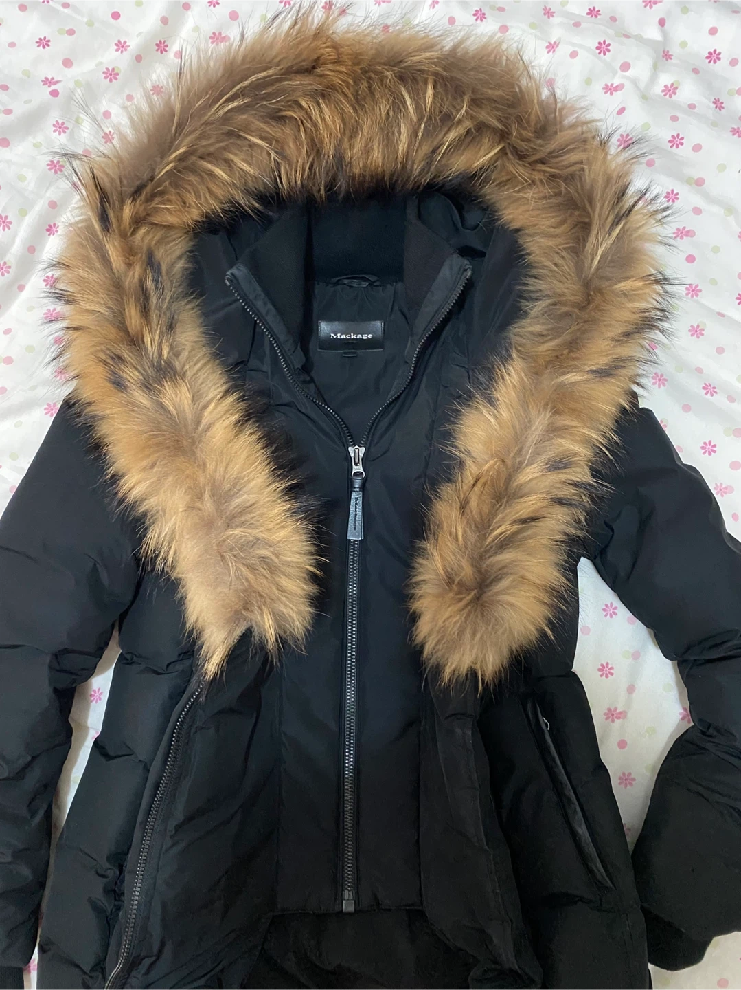 Mackage Black Down Winter Jacket with Fur Hood - Size S - photo 3