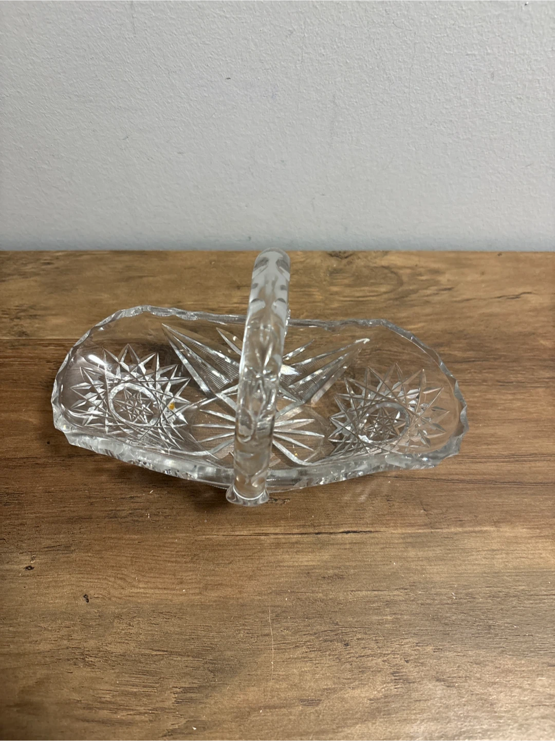 Vintage Pinwheel Crystal  Basket with Handle 8x4x5 inches - photo 2