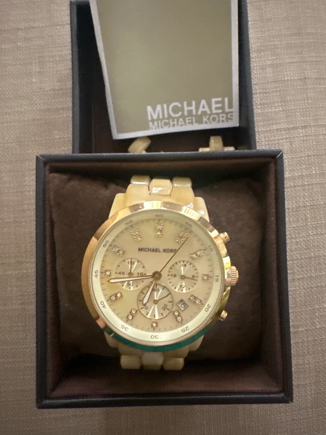 Michael Kors Women's Gold & Cream Chronograph Watch