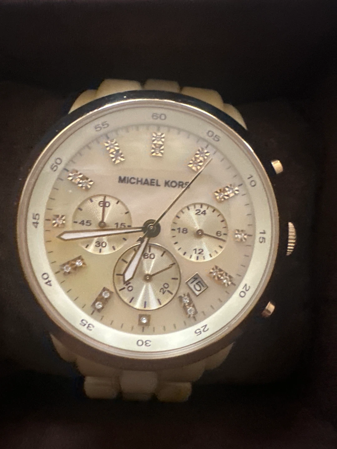 Michael Kors Women's Gold & Cream Chronograph Watch - photo 4