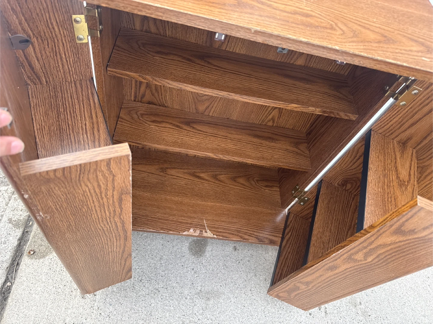 Oak Finish Storage Cabinet with Lock - photo 2
