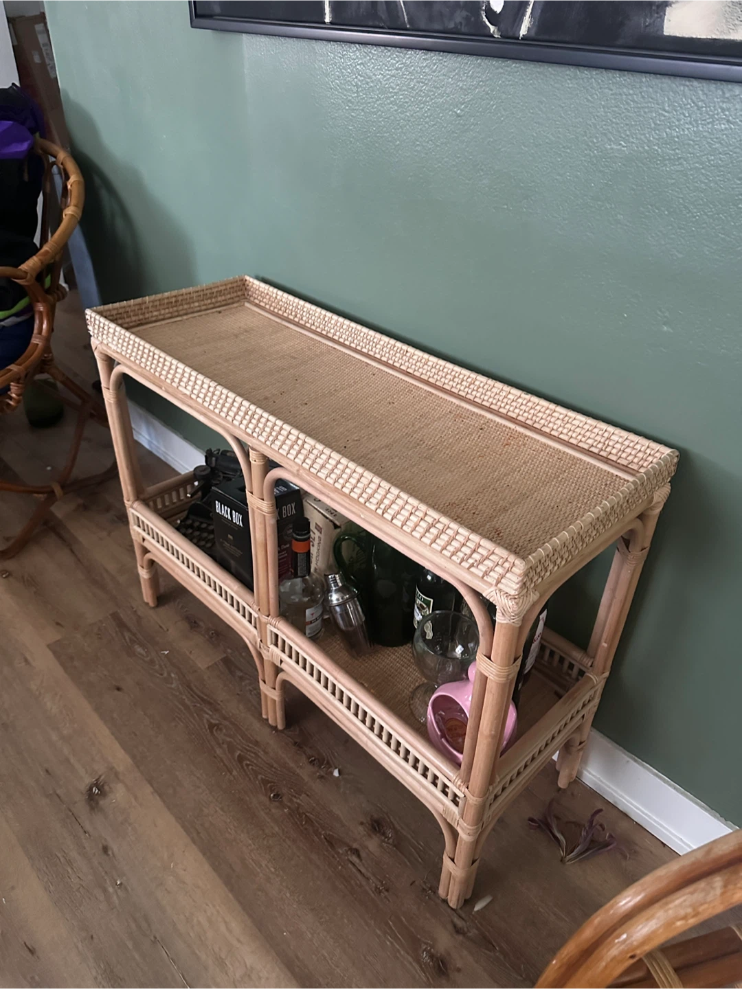 Rattan Bar Cart / Side Table - photo 2