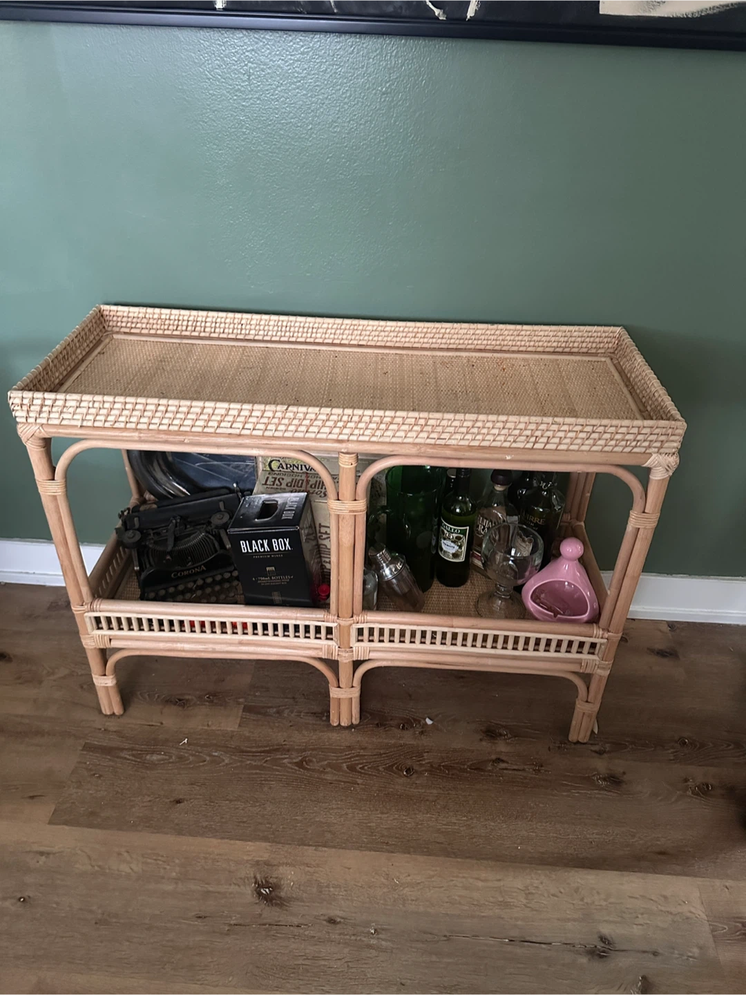 Rattan Bar Cart / Side Table