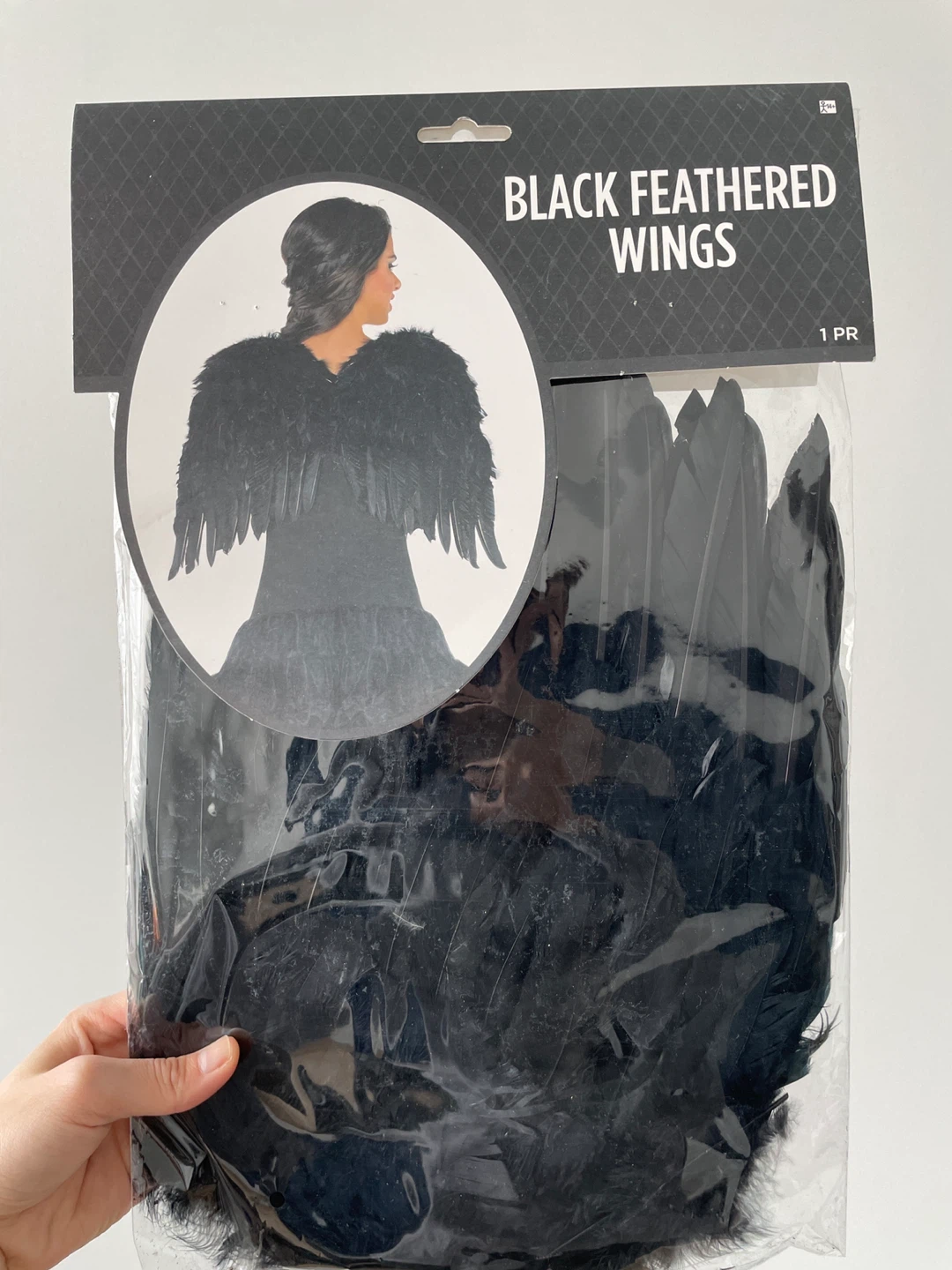 Black Feathered Wings Costume Accessory