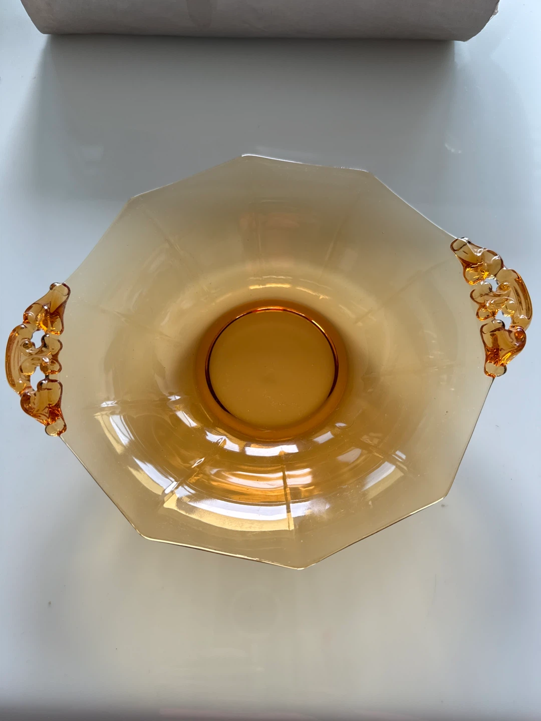 Amber Glass Serving Bowl with Handles