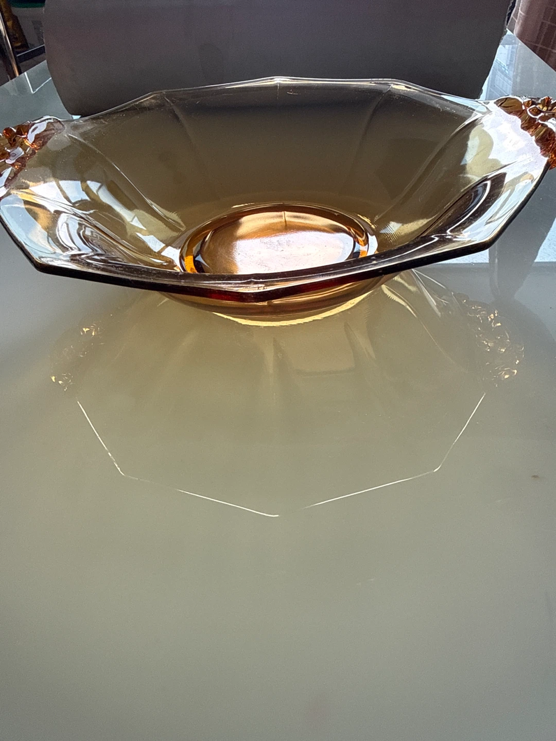 Amber Glass Serving Bowl with Handles - photo 3