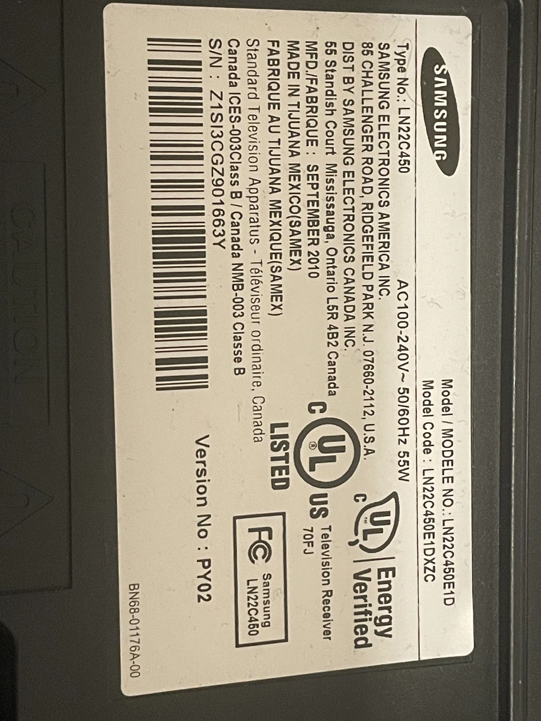 Samsung LN22C450 22" HD Television