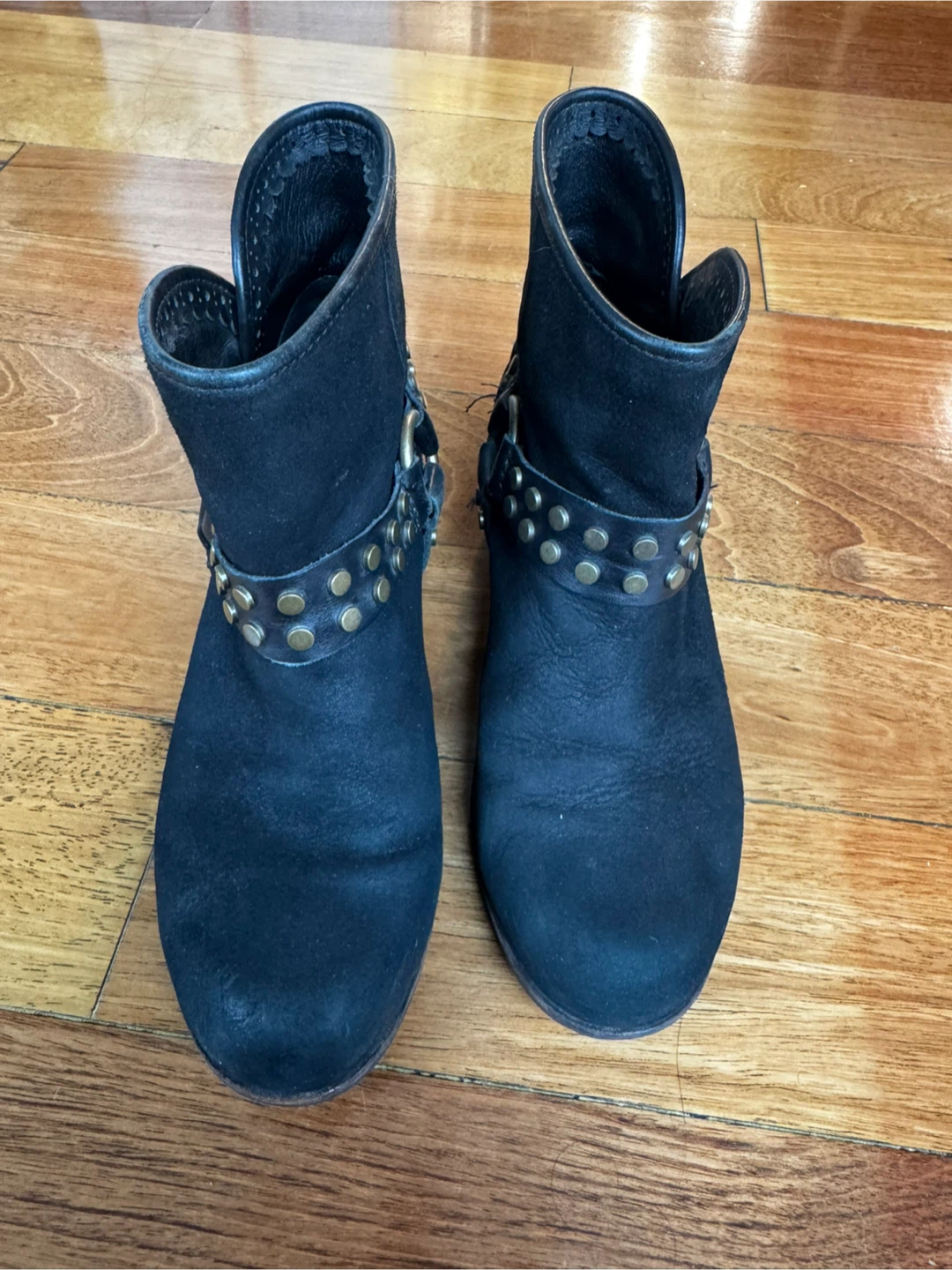 UGG Black Suede Ankle Boots with Studded Strap - Size 7 - photo 2