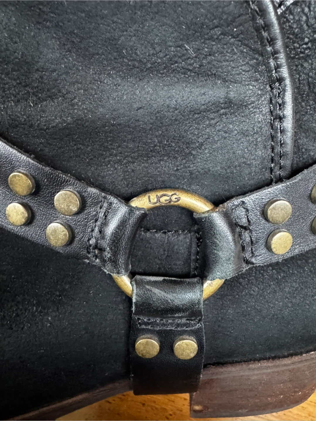 UGG Black Suede Ankle Boots with Studded Strap - Size 7 - photo 3
