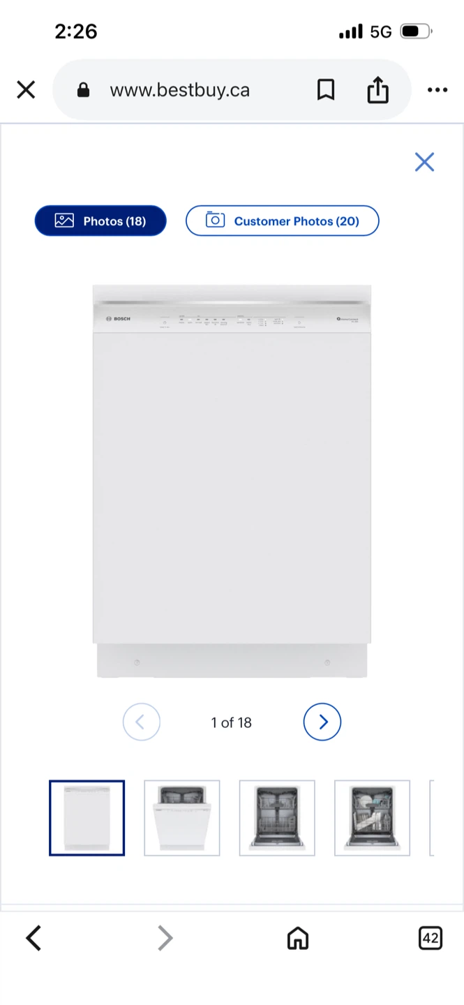 New Bosch White Dishwasher