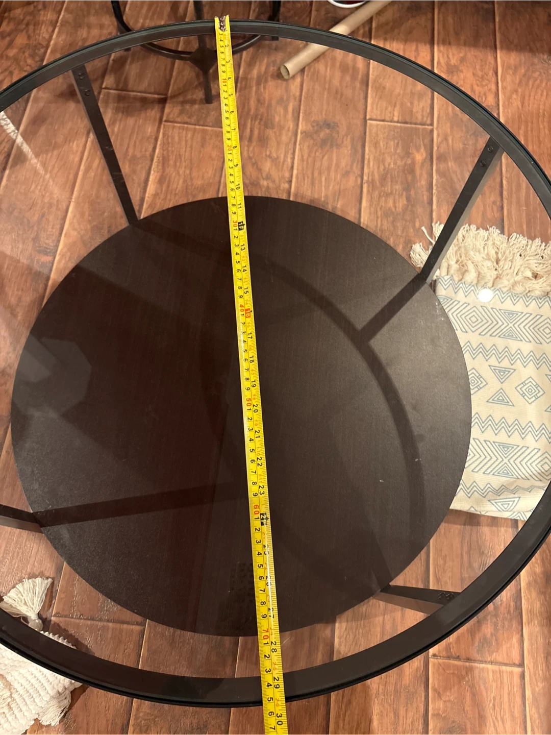 Round Coffee Table with Glass Top and Lower Shelf - photo 3