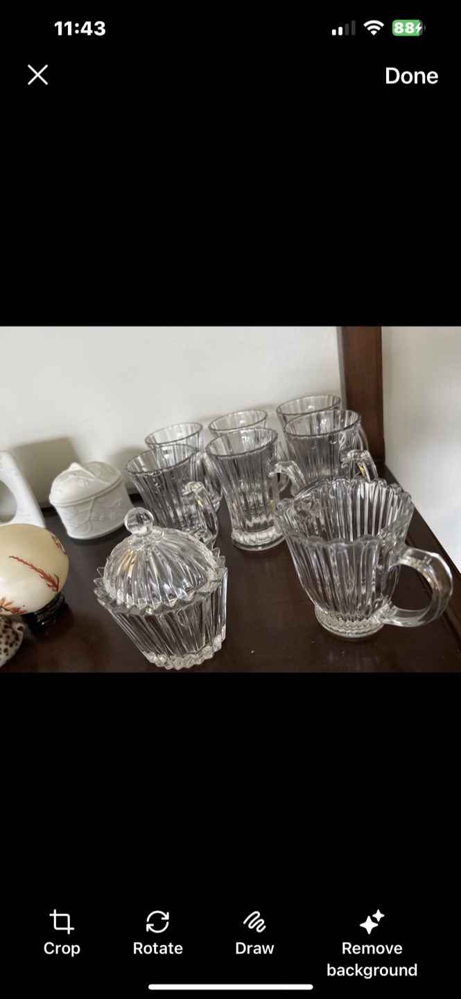 Set of 6 Clear Glass Mugs with Sugar Bowl - photo 2