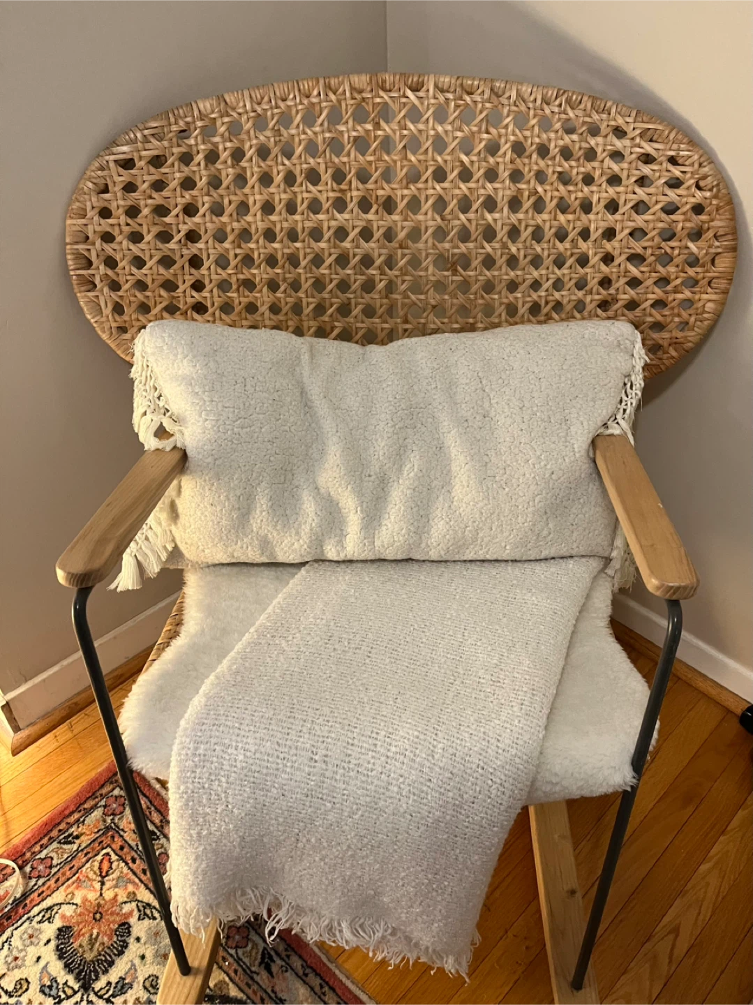Woven Rattan and Wood Accent Chair - photo 2