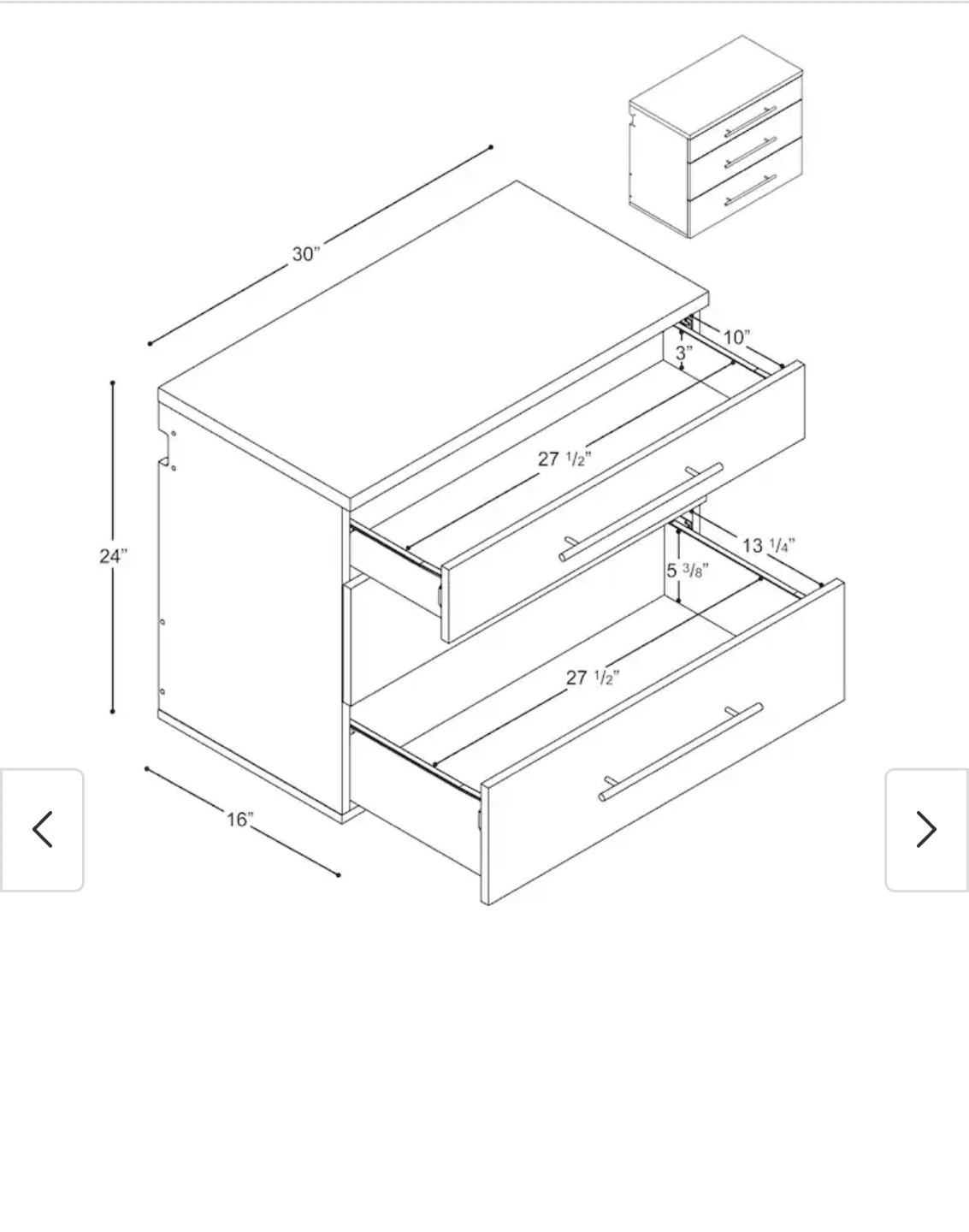 White 3-Drawer Dresser - photo 5