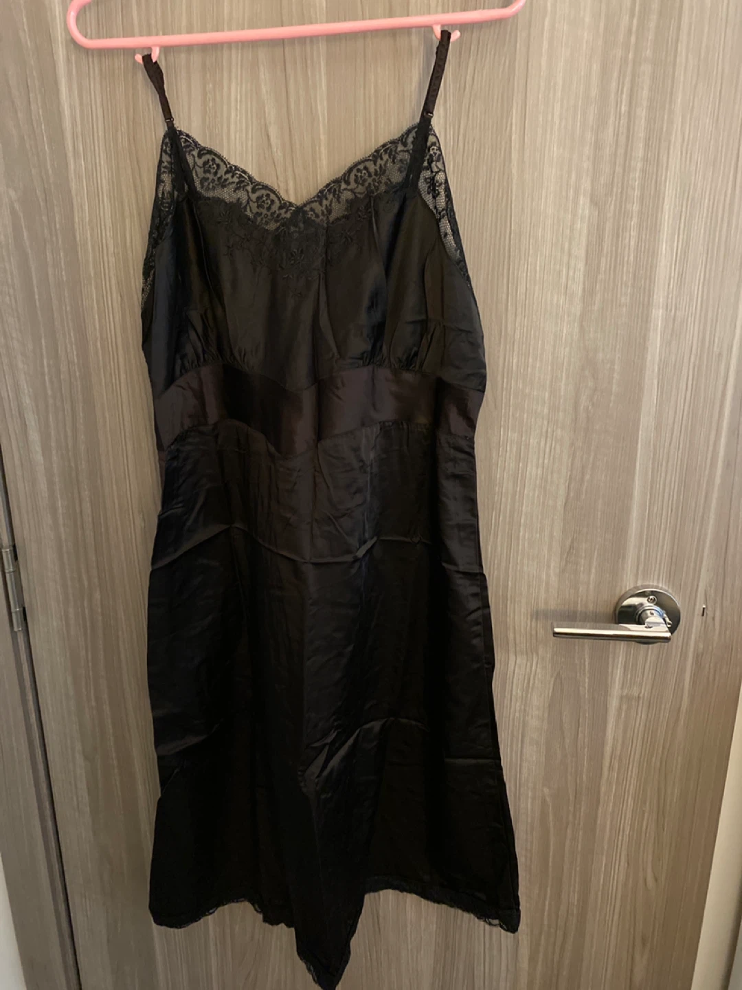Black Lace Trim Slip Dress