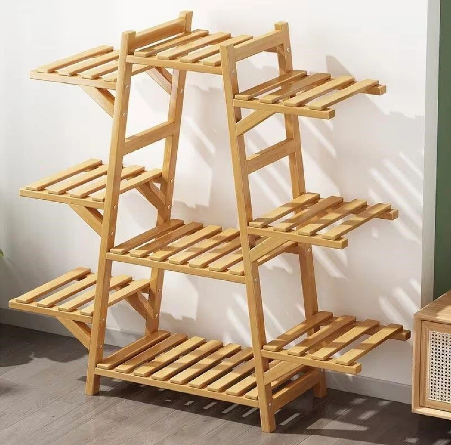 9-slots Bamboo Plant Rack