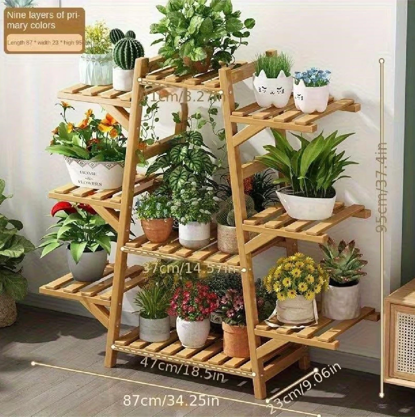 9-slots Bamboo Plant Rack - photo 2