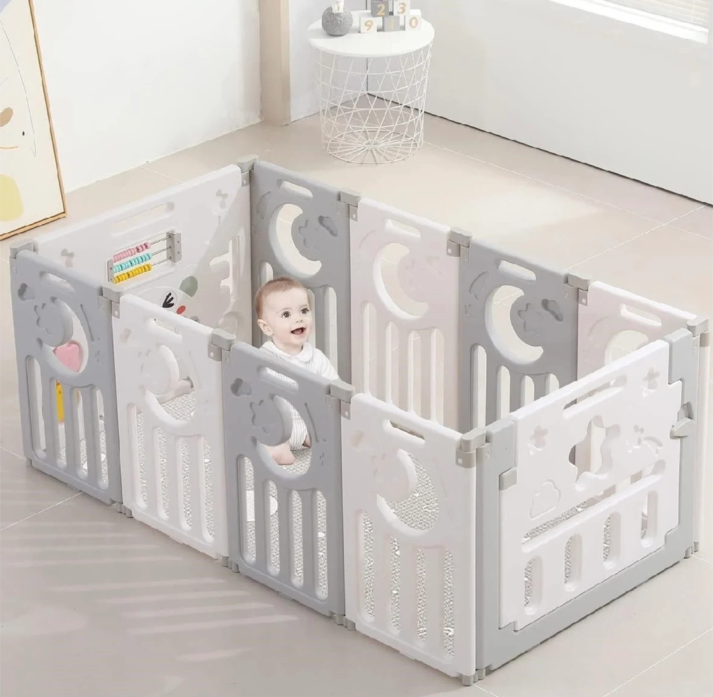 Dripex Baby Playard,Grey/White - photo 3