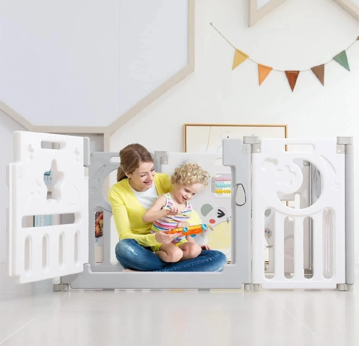 Dripex Baby Playard,Grey/White - photo 2