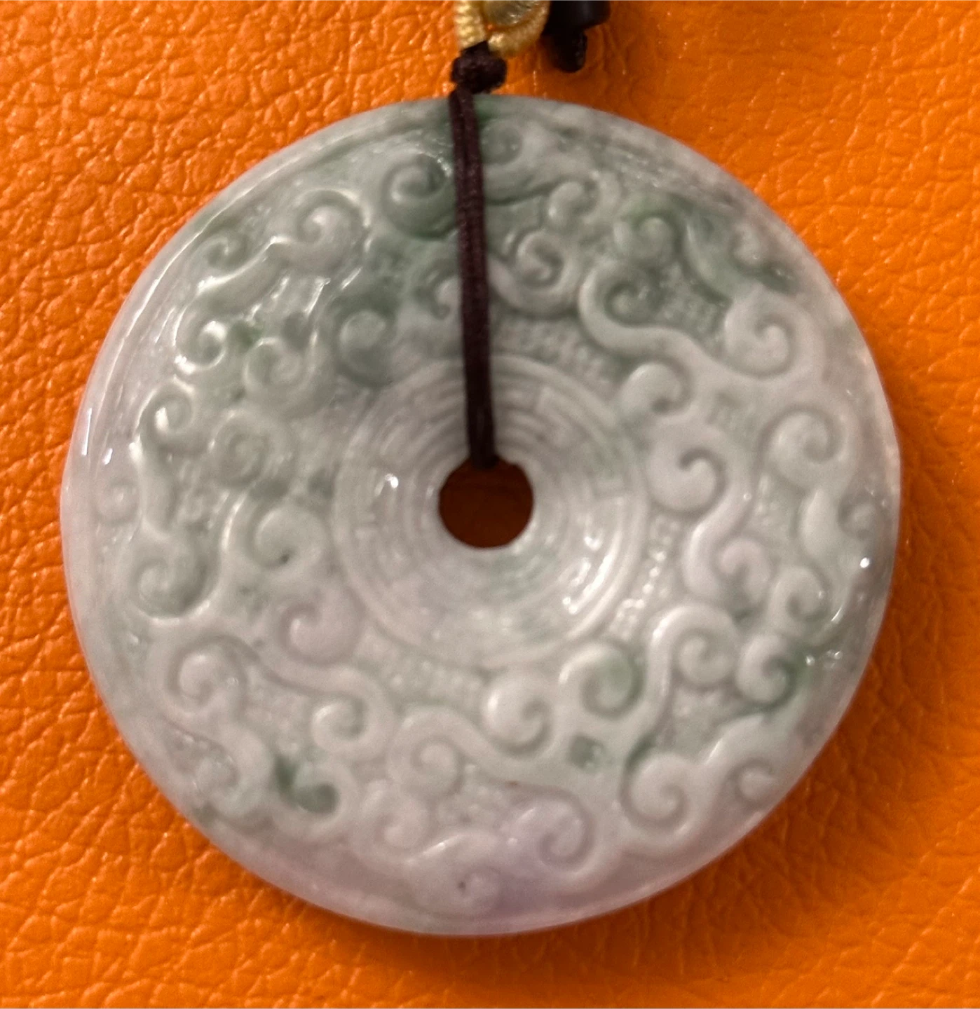 Jade authentic Donut Pendant with Flower Design