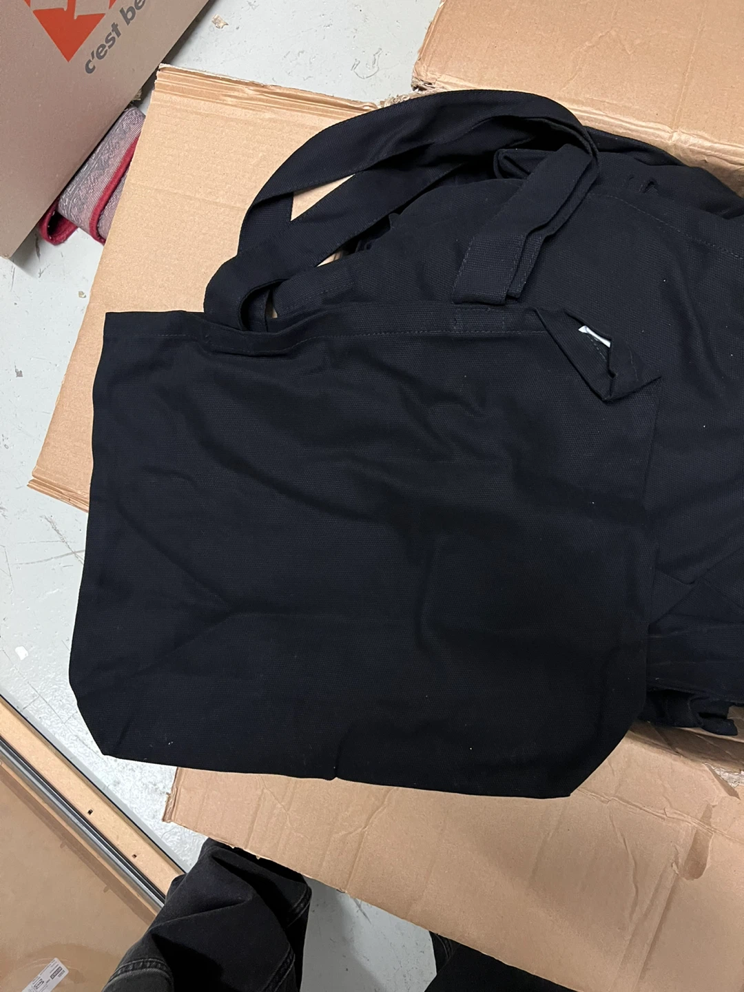 Box of 45 Black Canvas Tote Bags