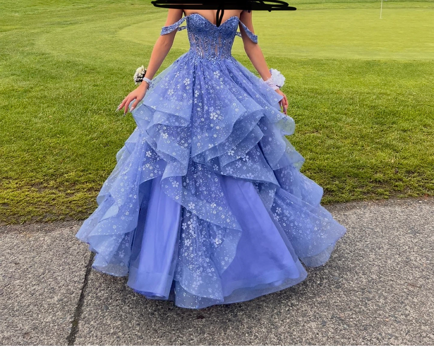 Layered Tulle Skirt with Horsehair, Glitter Flowers