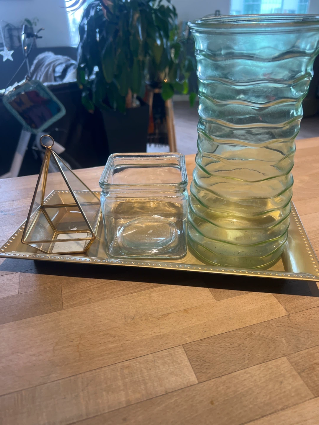 Glass Terrarium, Jar, and Vase Set with Tray
