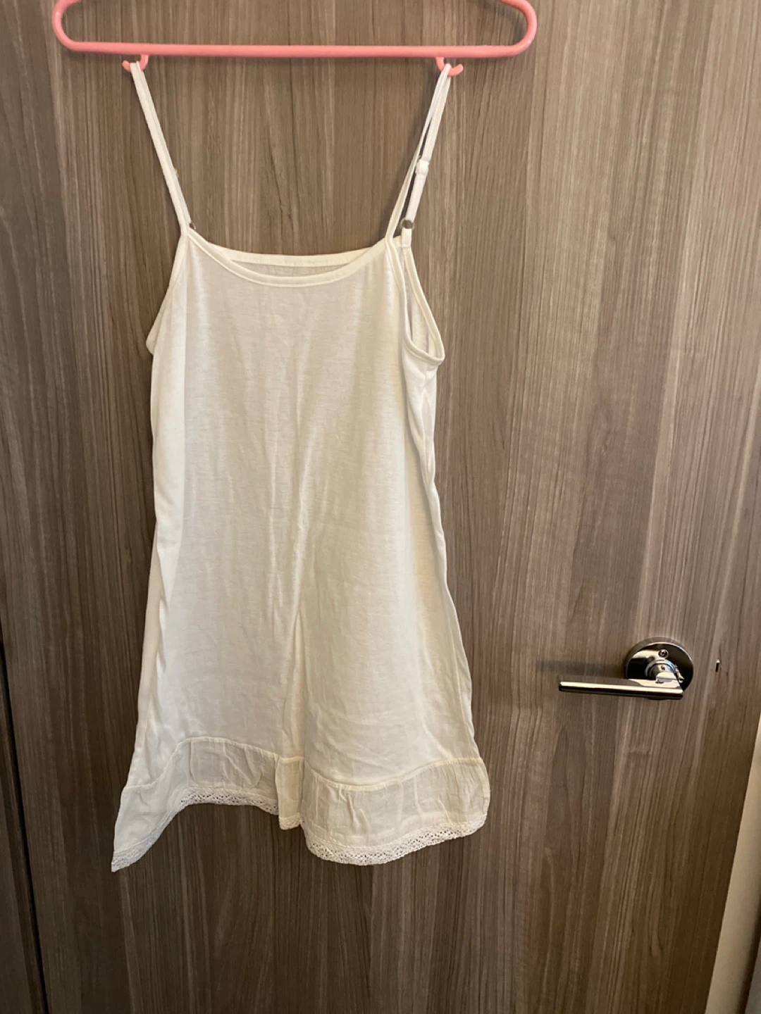 White Cami Slip with Lace Trim