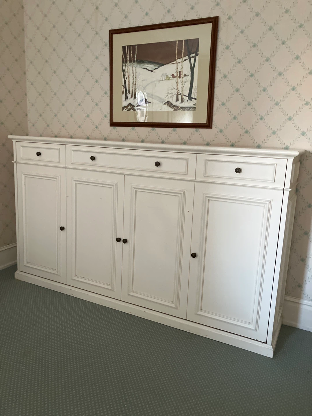 White Murphy Bed Cabinet with Mattress