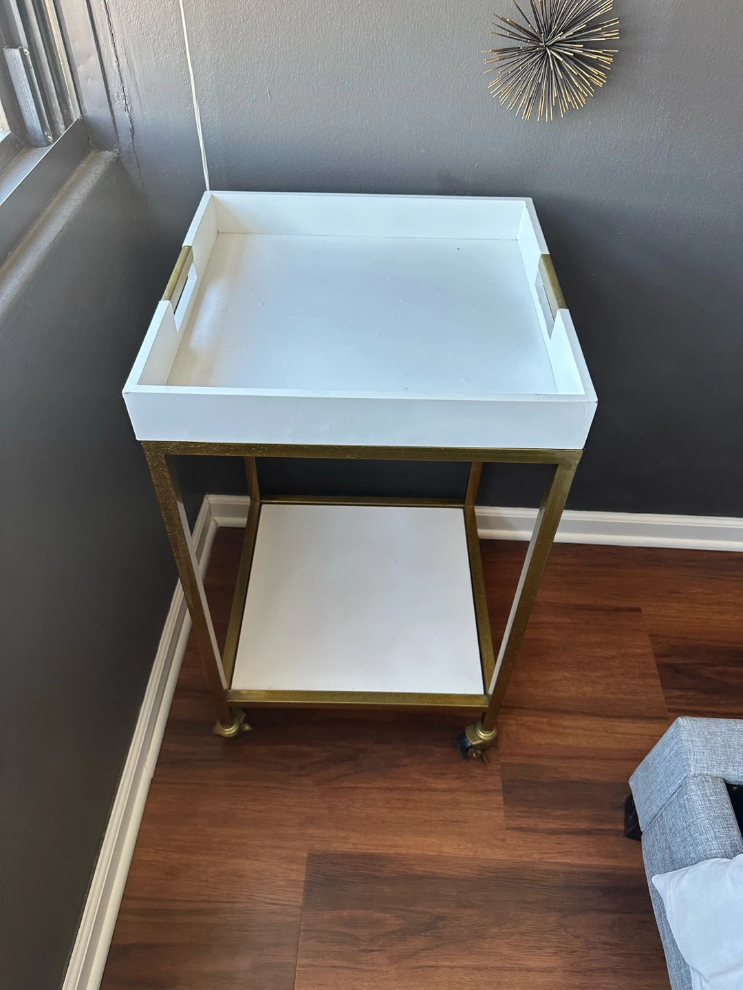 Target White & Gold Cart + Tray on Wheels - photo 2