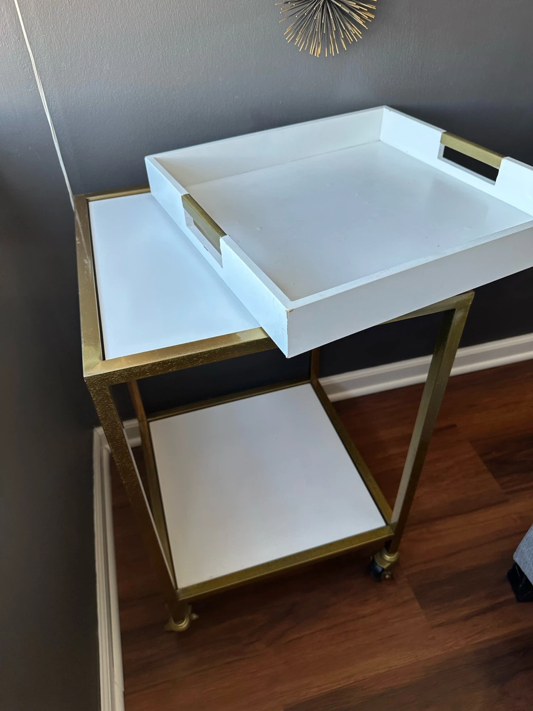 Target White & Gold Cart + Tray on Wheels - photo 3