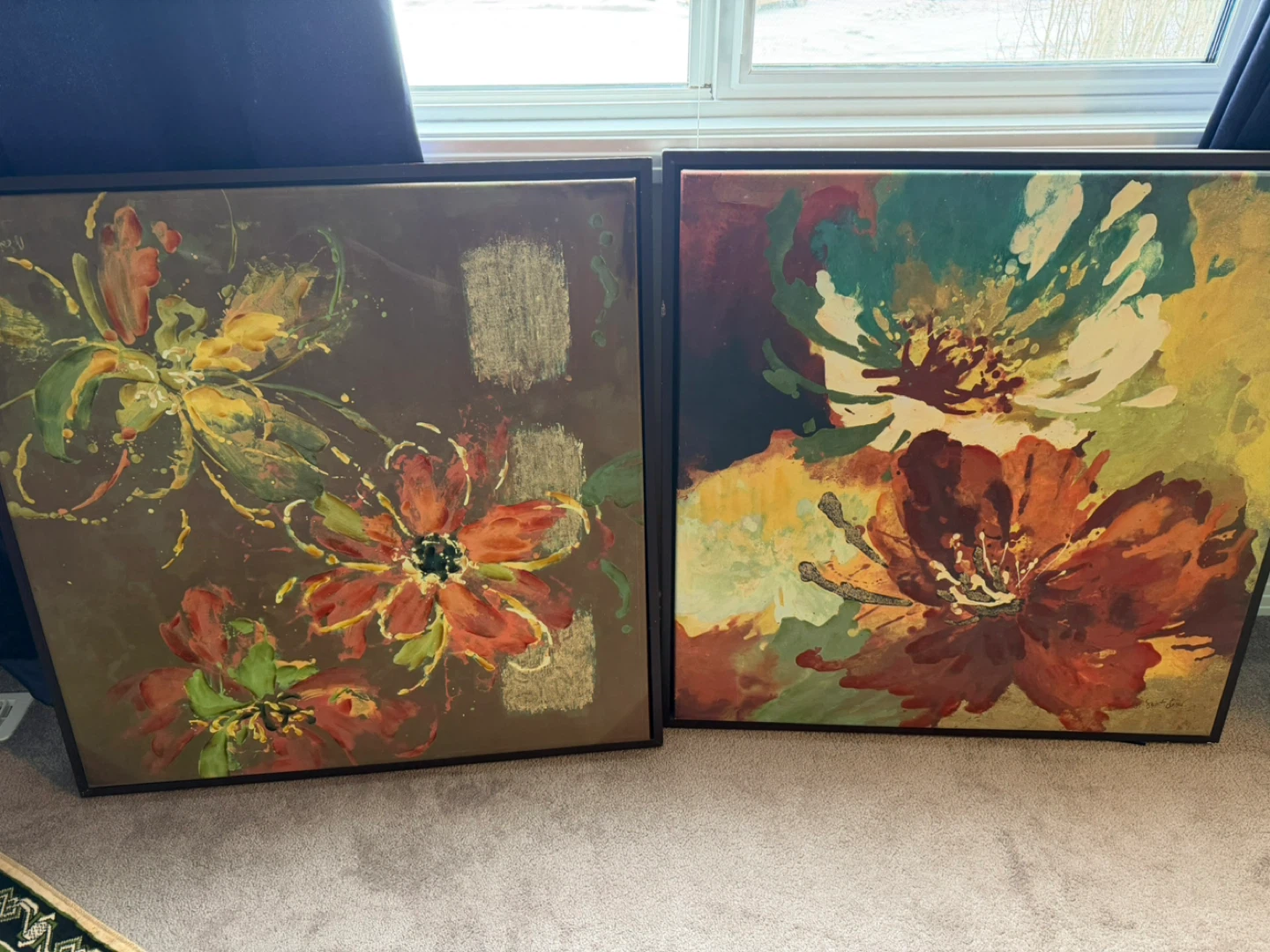 Set of 2 Floral Wall Art Canvases