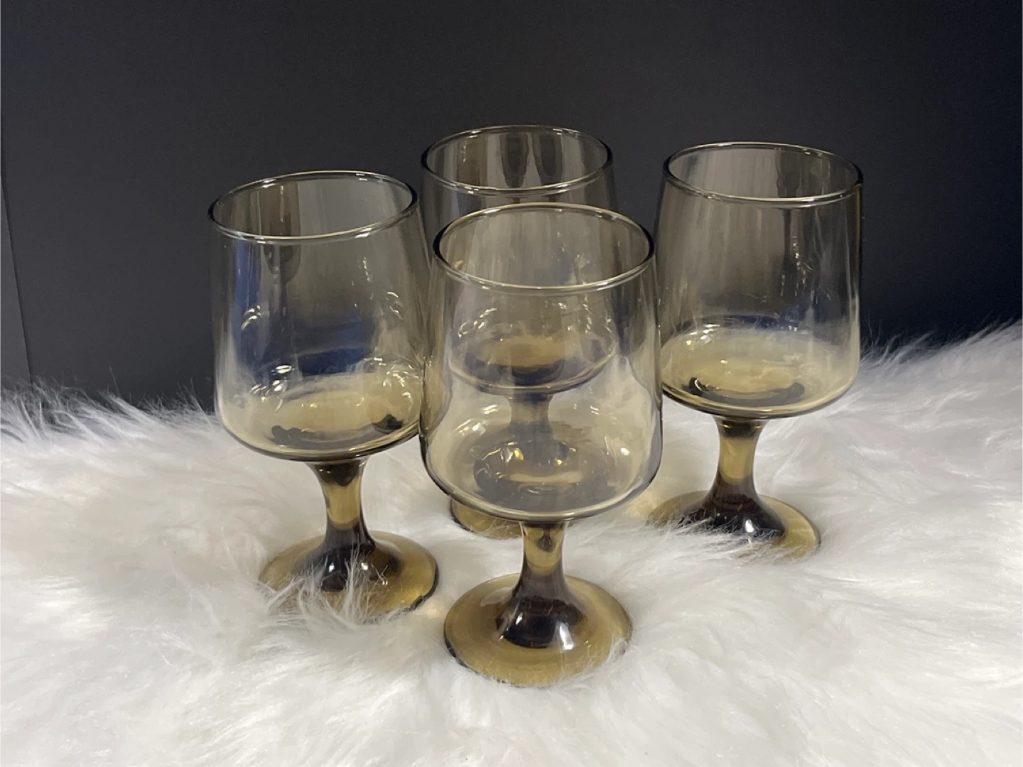 Set of 4 vintage Libbey Tawny Accent goblets