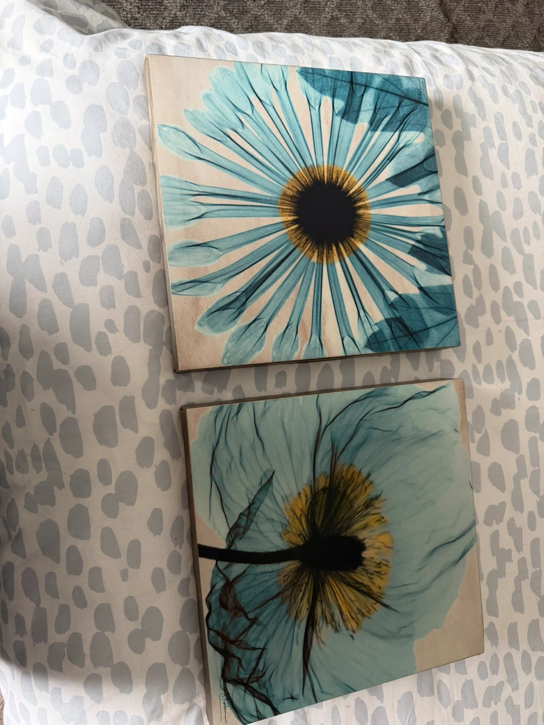 Set of 2 Blue Flower Art Prints