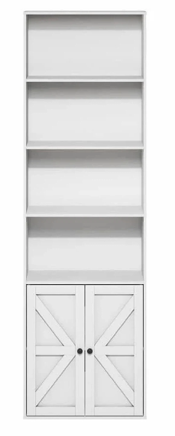 Tall White Wood 6-Shelf Bookcase - photo 2