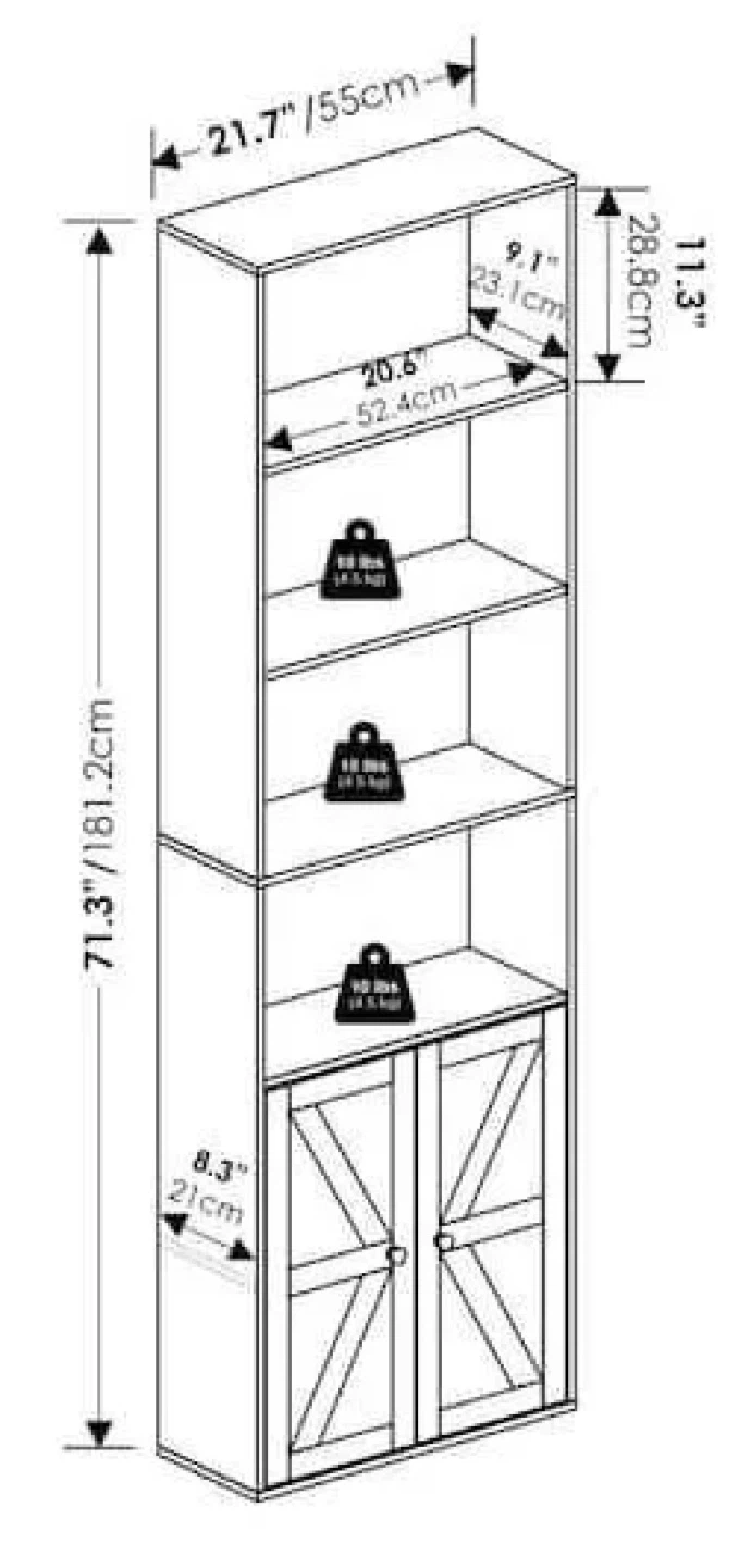 Tall White Wood 6-Shelf Bookcase - photo 3