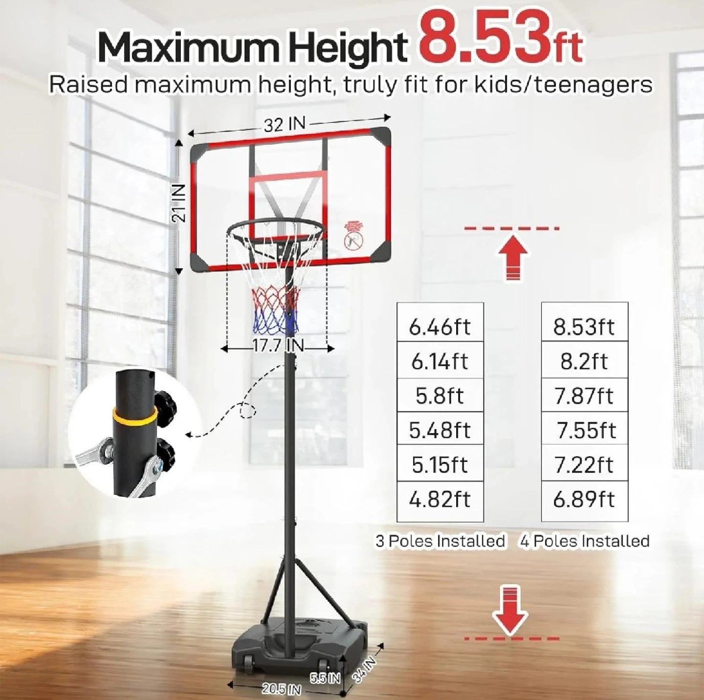 Basketball Hoop Outdoor 4.82-8.53ft - photo 2