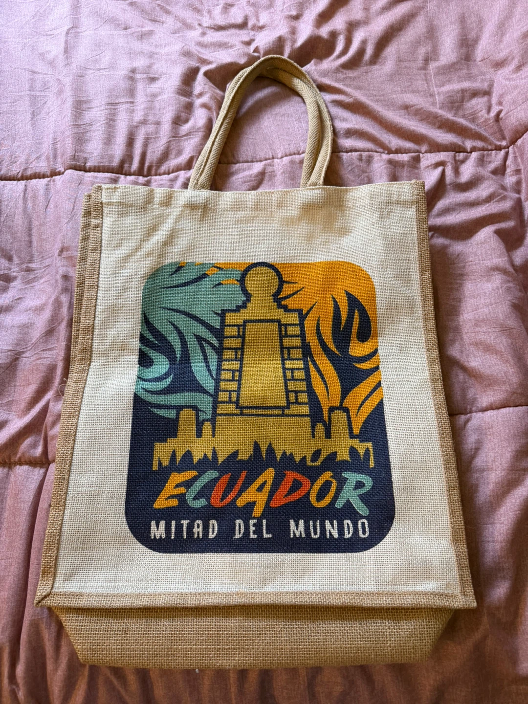 Ecuador Mitad del Mundo Jute Tote Bag