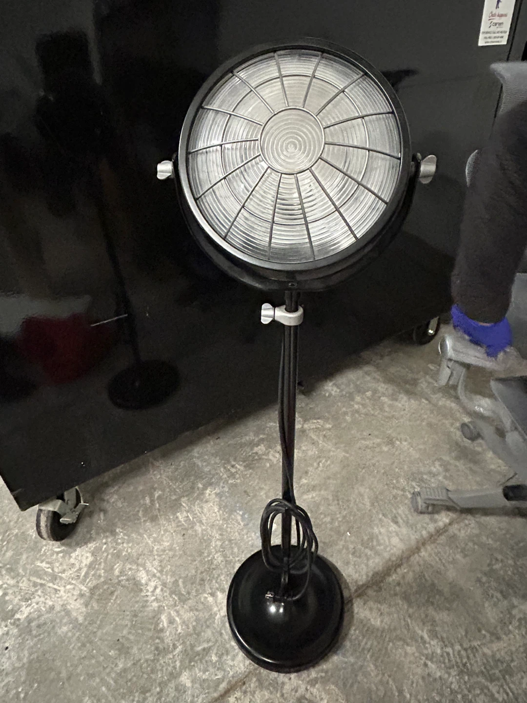Ikea Svartnora Black Floor Lamp with Frosted Glass Shade