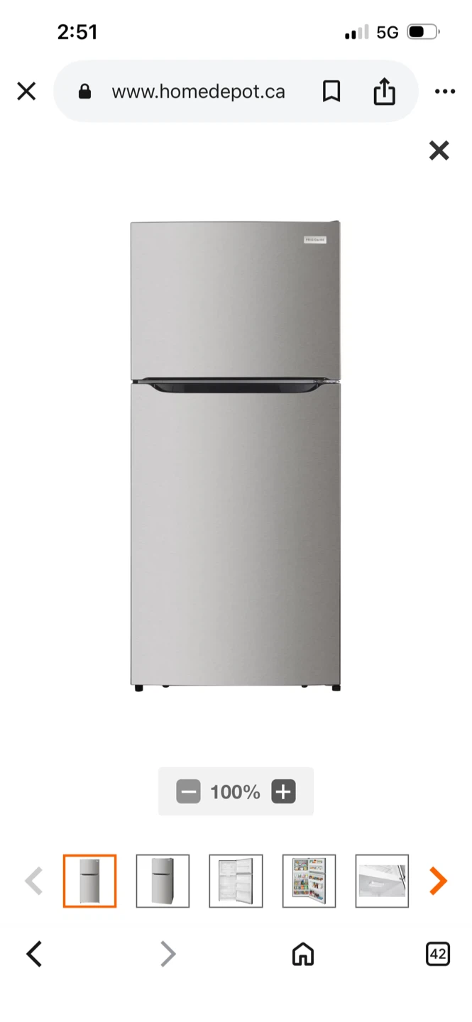New Frigidaire 18 Cu. Ft. 30” Top Freezer Refrigerator