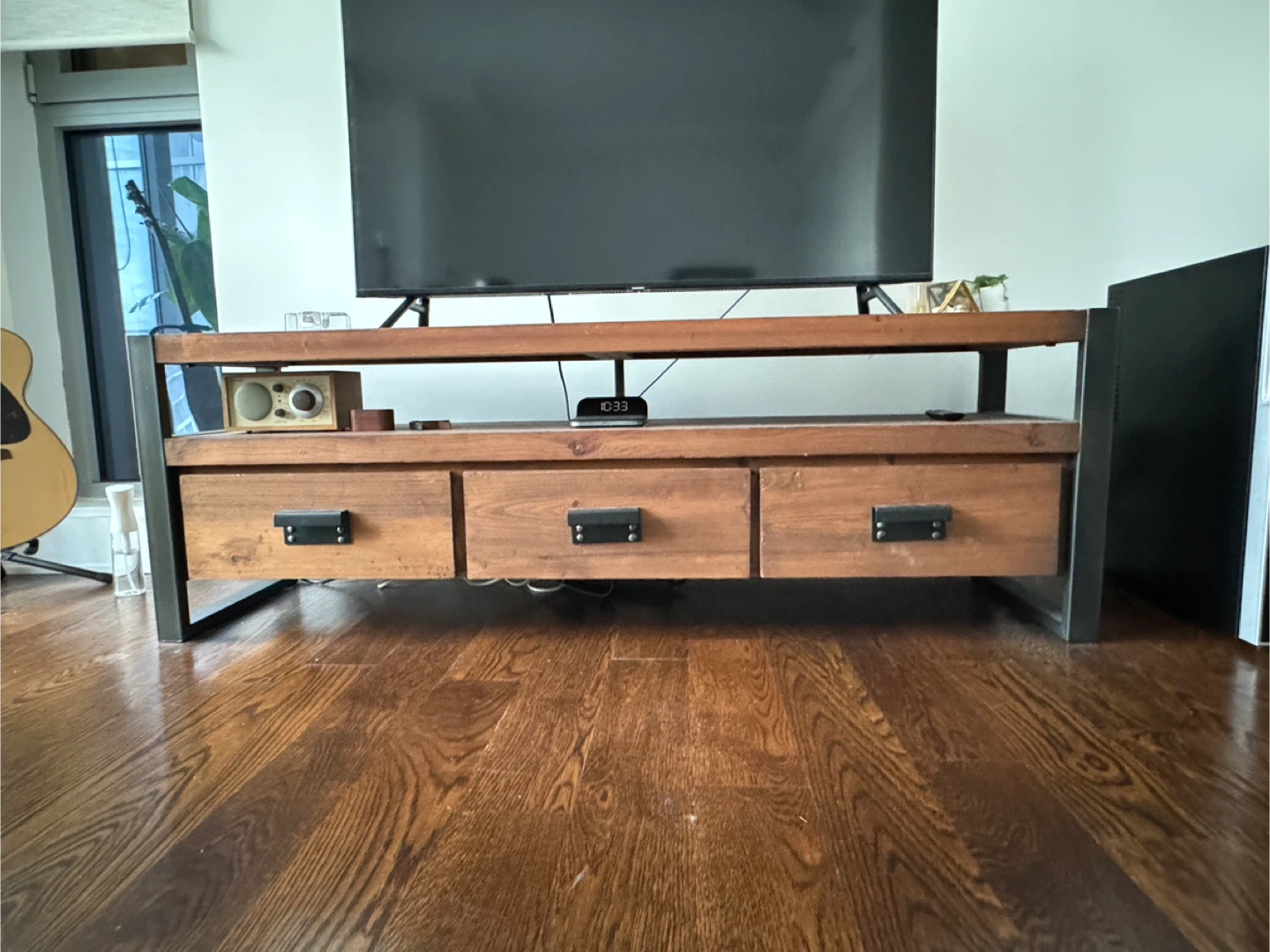 West Elm Wooden TV Stand with 3 Drawers