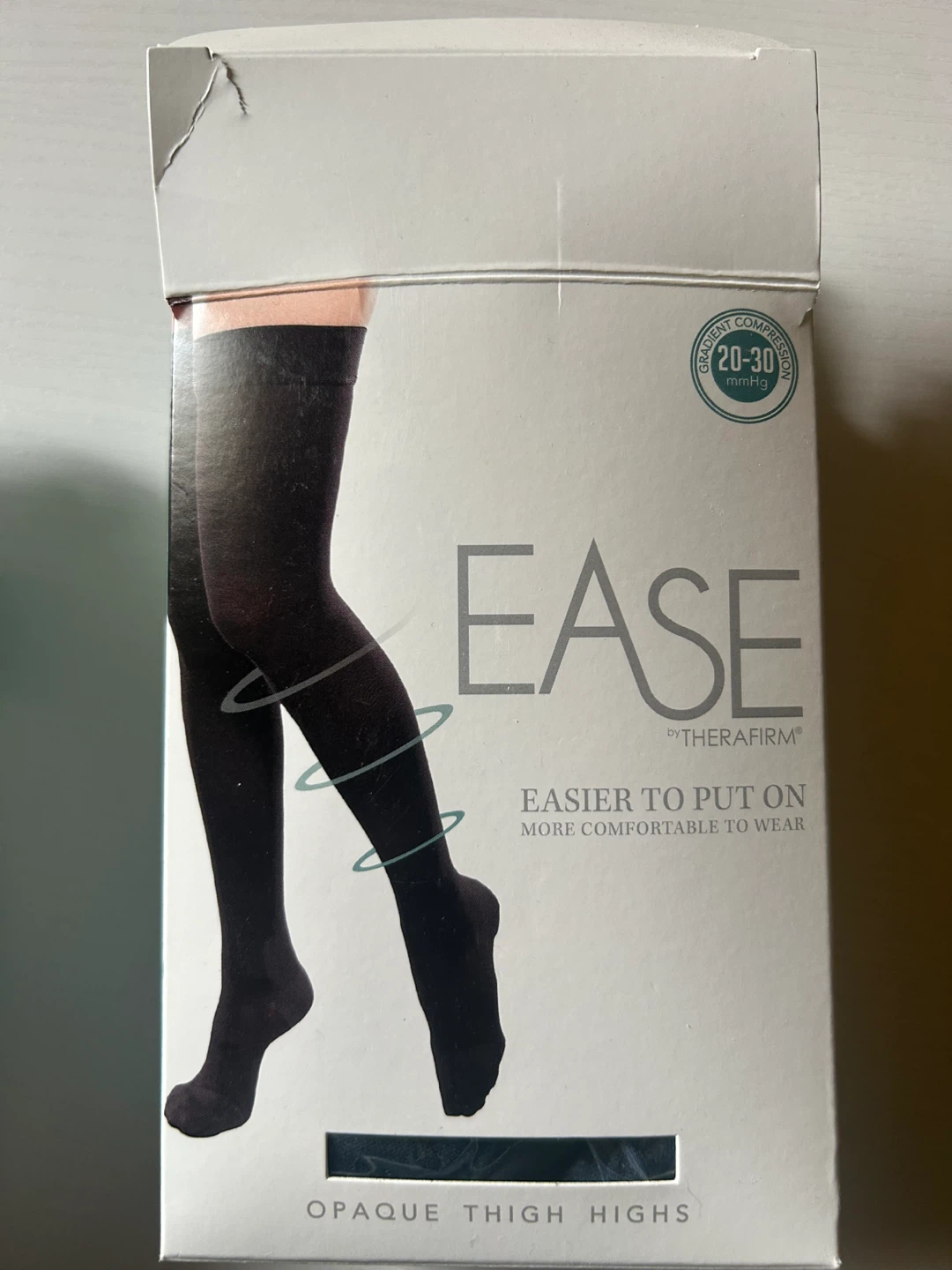 TheraFirm Ease Opaque Thigh High Compression Stockings L/G Navy