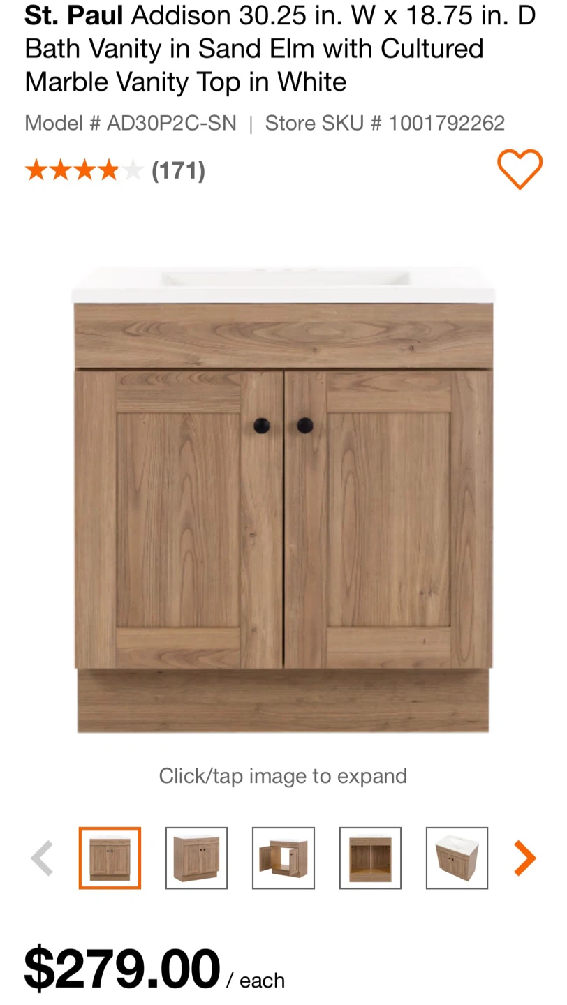 St. Paul Addison 30.25 in. Bath Vanity in Sand Elm